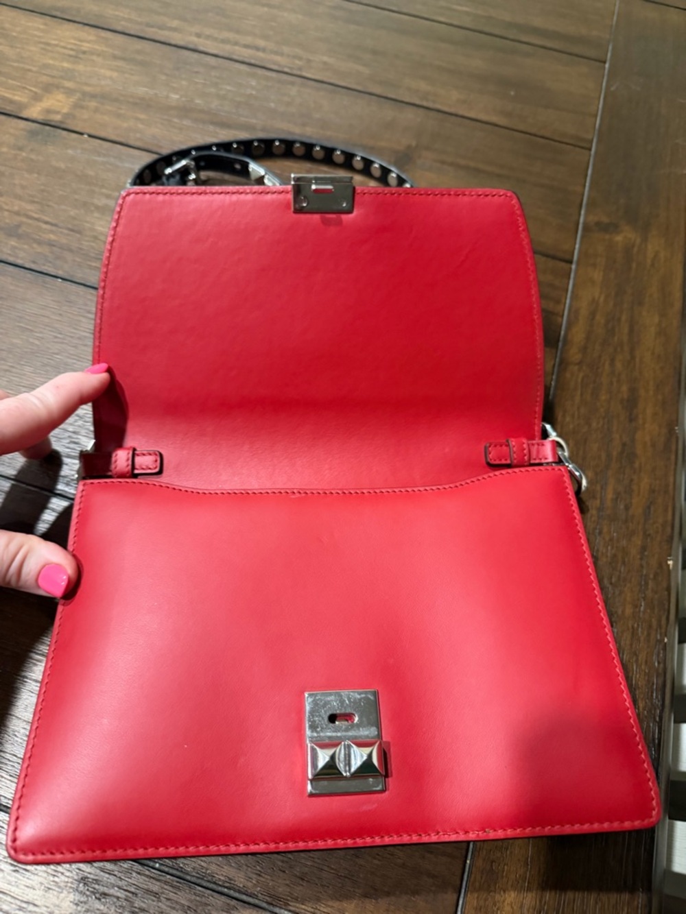 Prada Elektra Studded Red Leather Crossbody Bag with Removable Black Strap - Picture 3 of 10